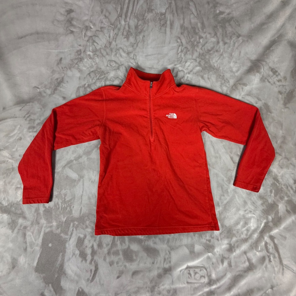 The North Face Boys TKA 100 Fleece Quarter Zip Pullover Red Size Medium M